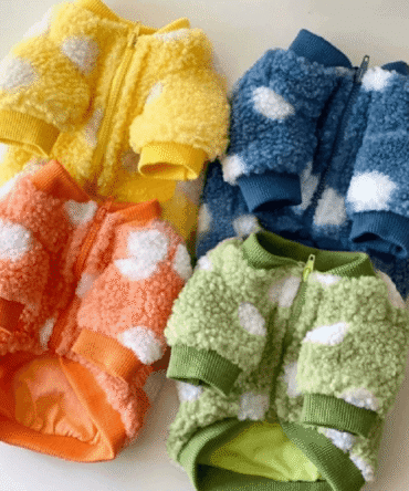Warm Fleece Polka Dog Sweater