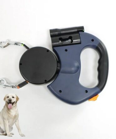 Dual Dog Leash with Tangle-Free Swivel & LED Light